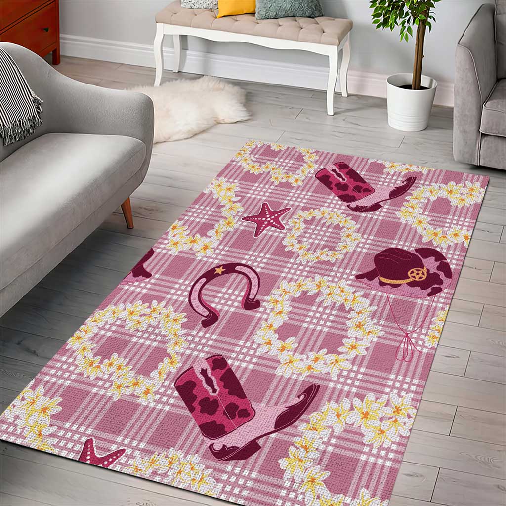 Aloha Hawaii Paniolo Lokelani Rose Palaka Area Rug Coastal Rodeo - Polynesian Pride