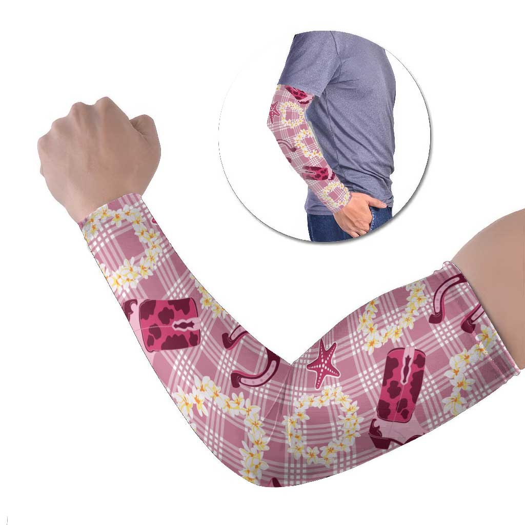 Aloha Hawaii Paniolo Lokelani Rose Palaka Arm Sleeves Coastal Rodeo LT7 Set of 2 Rose Pink - Polynesian Pride