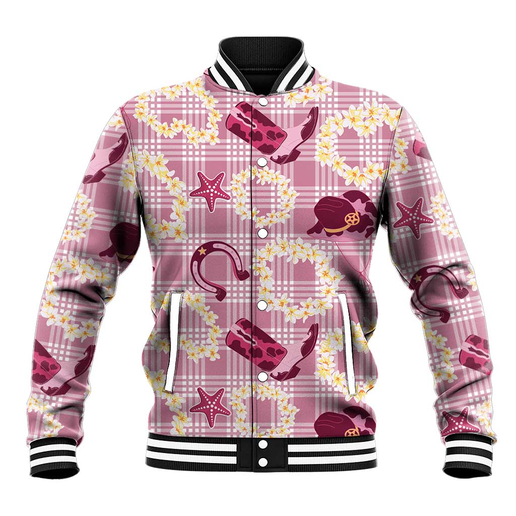 Aloha Hawaii Paniolo Lokelani Rose Palaka Baseball Jacket Coastal Rodeo LT7 Unisex Rose Pink - Polynesian Pride