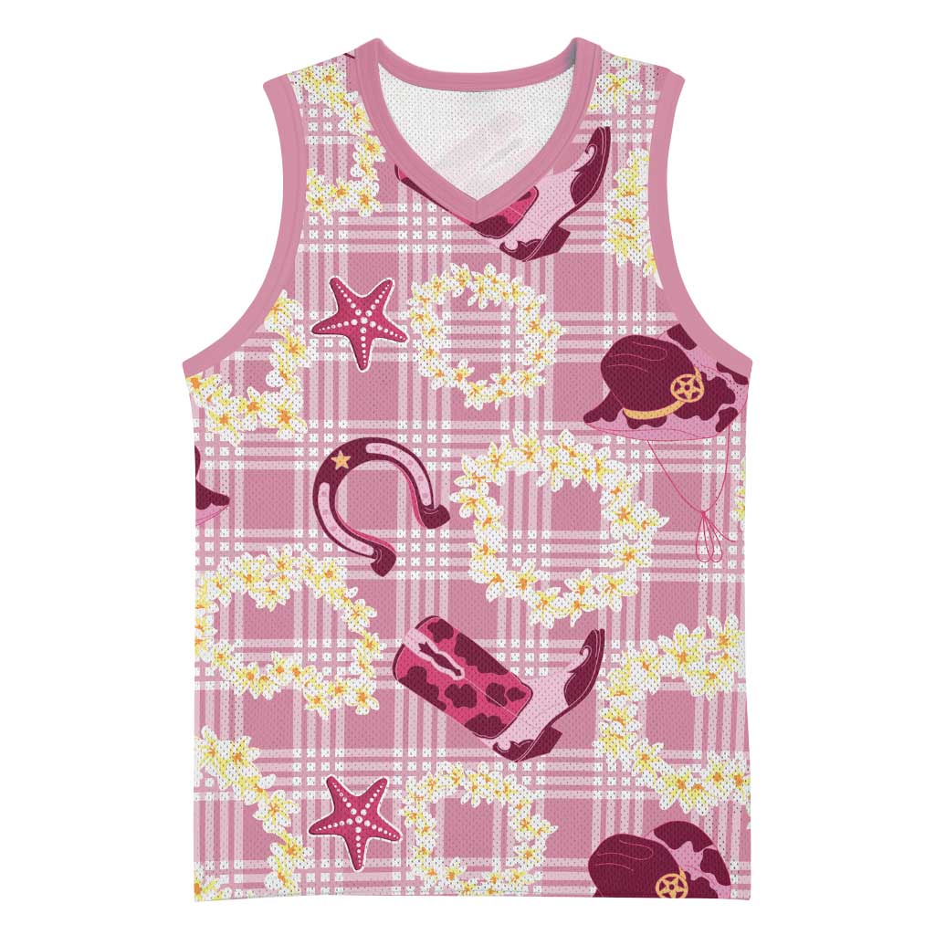Aloha Hawaii Paniolo Lokelani Rose Palaka Basketball Jersey Coastal Rodeo LT7 Unisex Rose Pink - Polynesian Pride