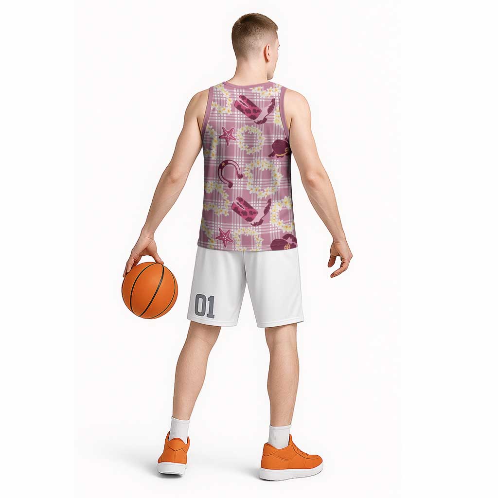 Aloha Hawaii Paniolo Lokelani Rose Palaka Basketball Jersey Coastal Rodeo LT7 - Polynesian Pride