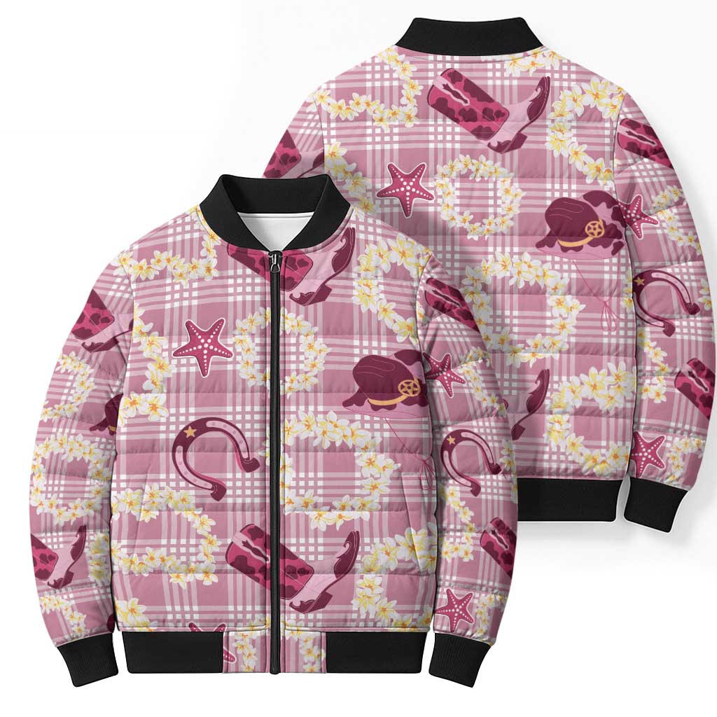 Aloha Hawaii Paniolo Lokelani Rose Palaka Bomber Puffer Jacket Coastal Rodeo LT7 - Polynesian Pride