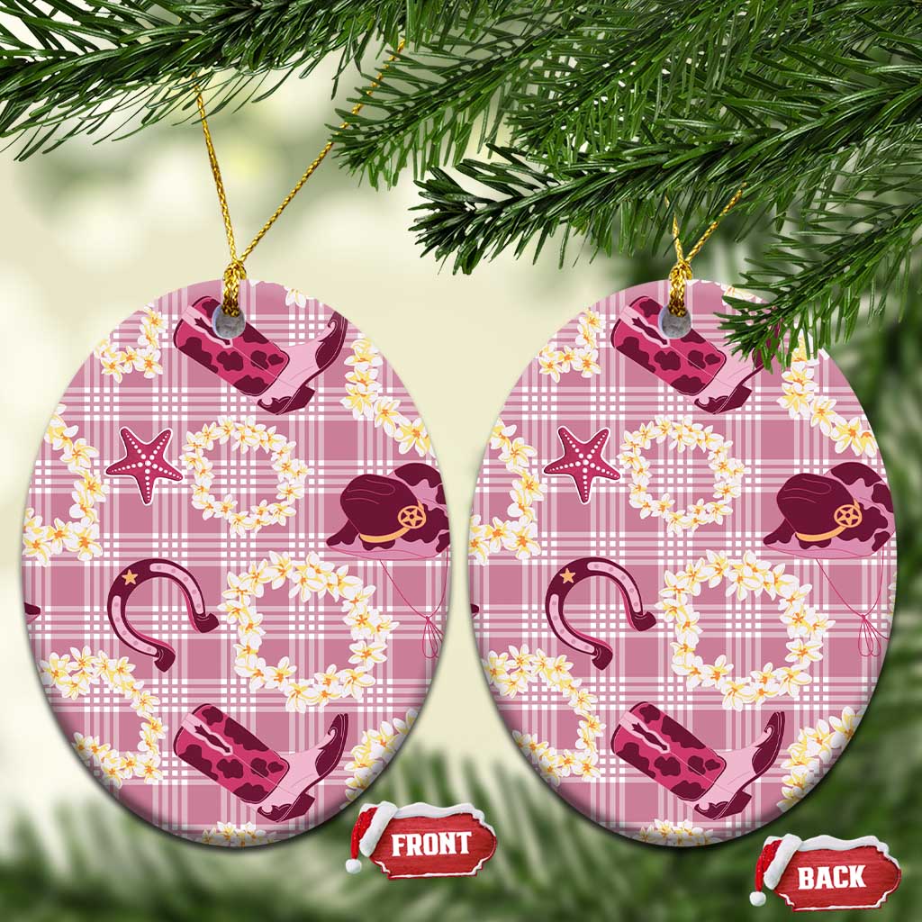 Aloha Hawaii Paniolo Lokelani Rose Palaka Ceramic Ornament Coastal Rodeo - Polynesian Pride