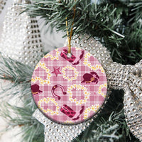 Aloha Hawaii Paniolo Lokelani Rose Palaka Ceramic Ornament Coastal Rodeo - Polynesian Pride