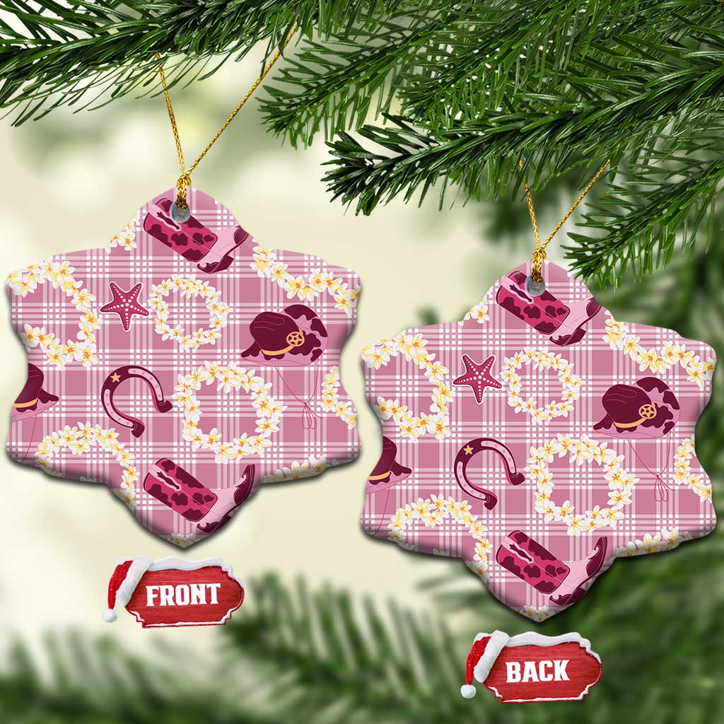 Aloha Hawaii Paniolo Lokelani Rose Palaka Ceramic Ornament Coastal Rodeo - Polynesian Pride