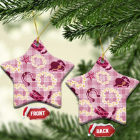 Aloha Hawaii Paniolo Lokelani Rose Palaka Ceramic Ornament Coastal Rodeo - Polynesian Pride