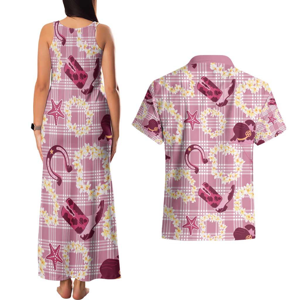 Aloha Hawaii Paniolo Lokelani Rose Palaka Couples Matching Tank Maxi Dress and Hawaiian Shirt Coastal Rodeo - Polynesian Pride