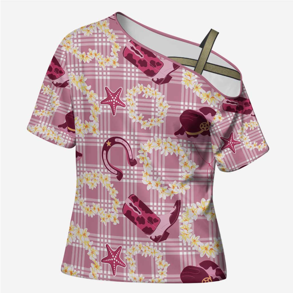 Aloha Hawaii Paniolo Lokelani Rose Palaka Cross Shoulder Shirt Coastal Rodeo LT7 Female Rose Pink - Polynesian Pride