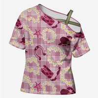 Aloha Hawaii Paniolo Lokelani Rose Palaka Cross Shoulder Shirt Coastal Rodeo LT7 Female Rose Pink - Polynesian Pride