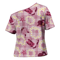 Aloha Hawaii Paniolo Lokelani Rose Palaka Cross Shoulder Shirt Coastal Rodeo LT7 - Polynesian Pride
