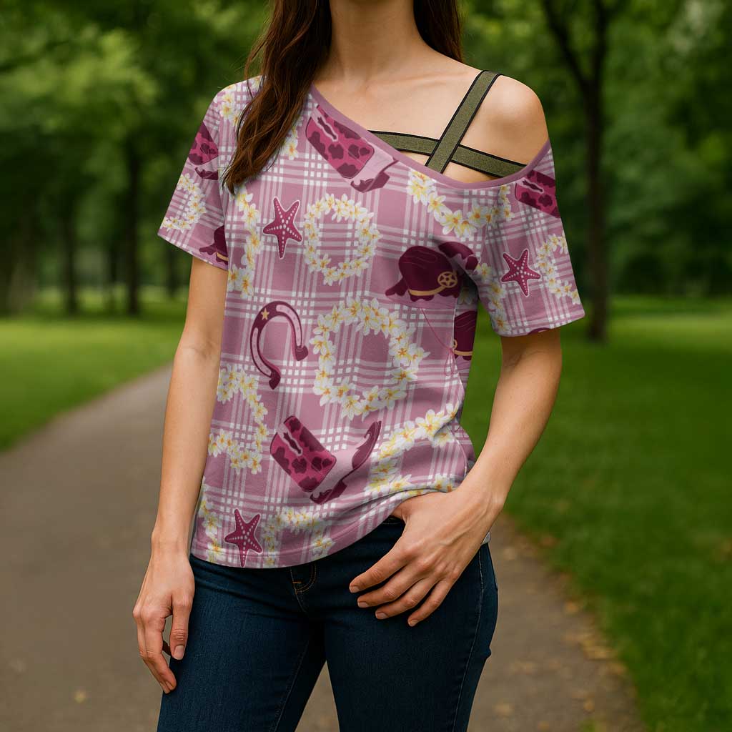 Aloha Hawaii Paniolo Lokelani Rose Palaka Cross Shoulder Shirt Coastal Rodeo LT7 - Polynesian Pride