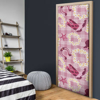 Aloha Hawaii Paniolo Lokelani Rose Palaka Door Cover Coastal Rodeo - Polynesian Pride