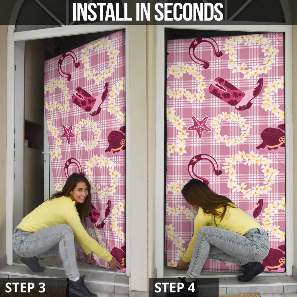 Aloha Hawaii Paniolo Lokelani Rose Palaka Door Cover Coastal Rodeo - Polynesian Pride