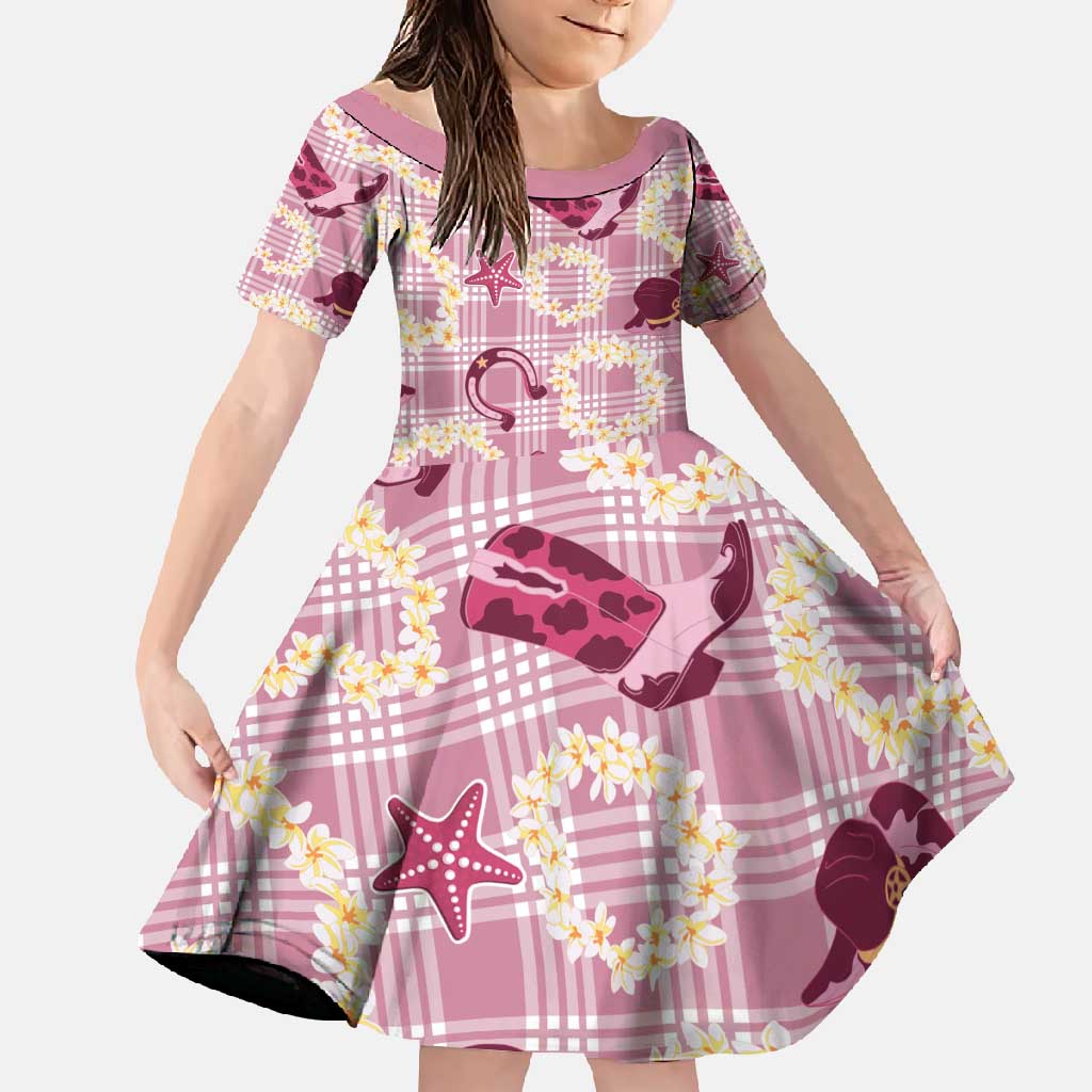 Aloha Hawaii Paniolo Lokelani Rose Palaka Family Matching Off Shoulder Maxi Dress and Hawaiian Shirt Coastal Rodeo - Polynesian Pride