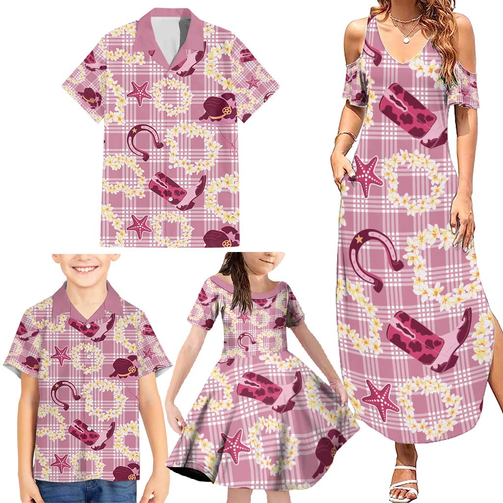 Aloha Hawaii Paniolo Lokelani Rose Palaka Family Matching Summer Maxi Dress and Hawaiian Shirt Coastal Rodeo - Polynesian Pride