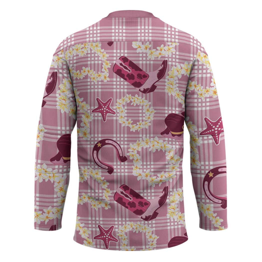 Aloha Hawaii Paniolo Lokelani Rose Palaka Hockey Jersey Coastal Rodeo - Polynesian Pride