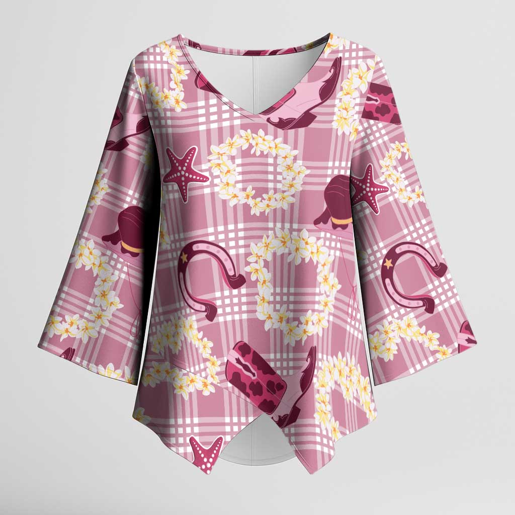 Aloha Hawaii Paniolo Lokelani Rose Palaka Kimono Sleeve Blouse Coastal Rodeo LT7 Female Rose Pink - Polynesian Pride