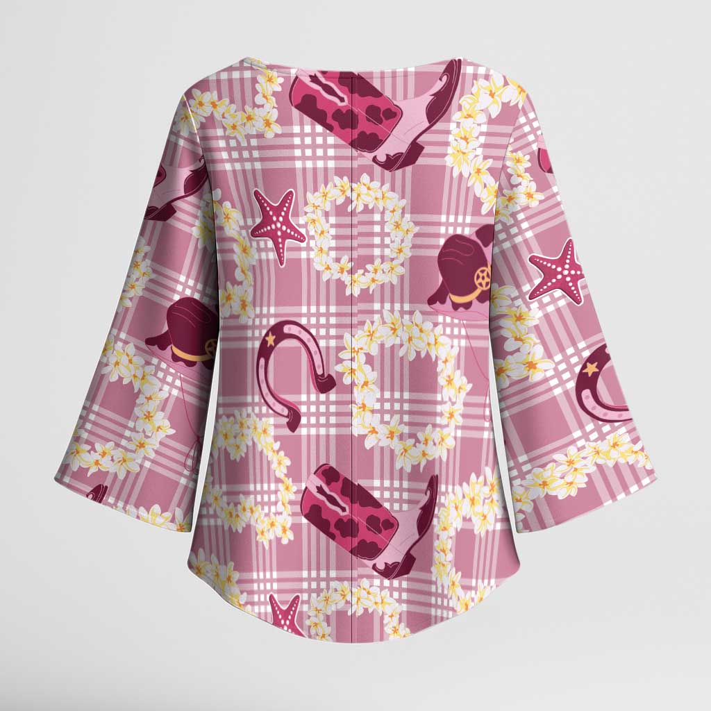 Aloha Hawaii Paniolo Lokelani Rose Palaka Kimono Sleeve Blouse Coastal Rodeo LT7 - Polynesian Pride