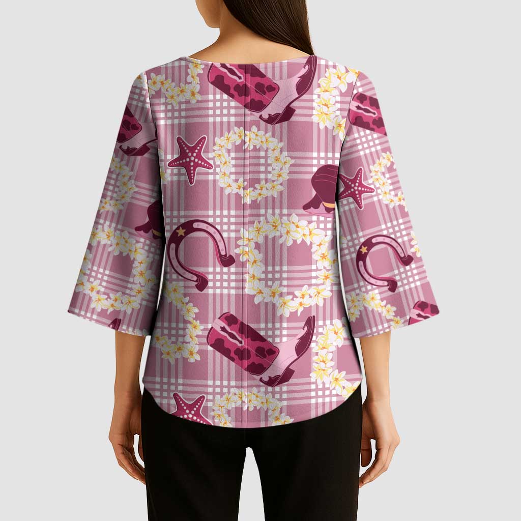 Aloha Hawaii Paniolo Lokelani Rose Palaka Kimono Sleeve Blouse Coastal Rodeo LT7 - Polynesian Pride