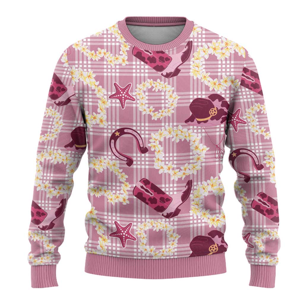 Aloha Hawaii Paniolo Lokelani Rose Palaka Ugly Christmas Sweater Coastal Rodeo - Polynesian Pride