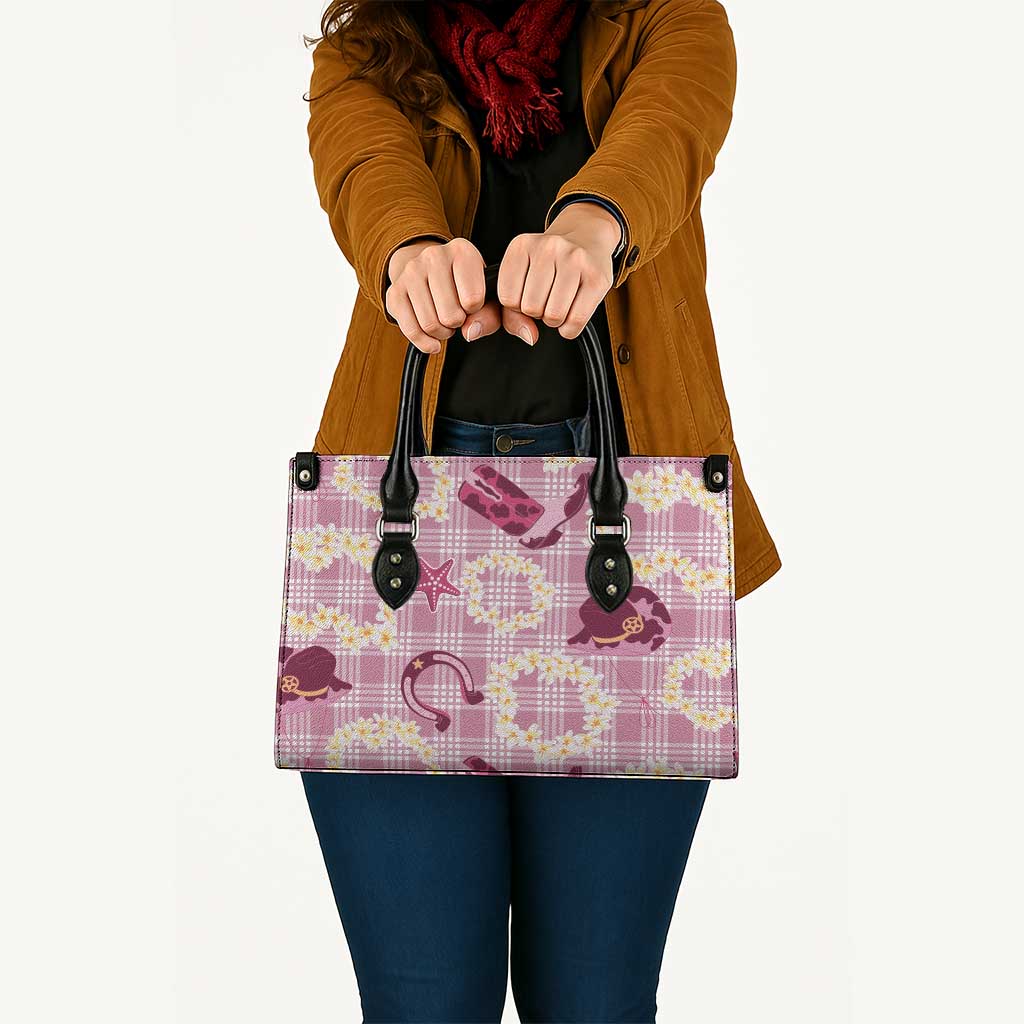 Aloha Hawaii Paniolo Lokelani Rose Palaka Leather Bag Coastal Rodeo - Polynesian Pride