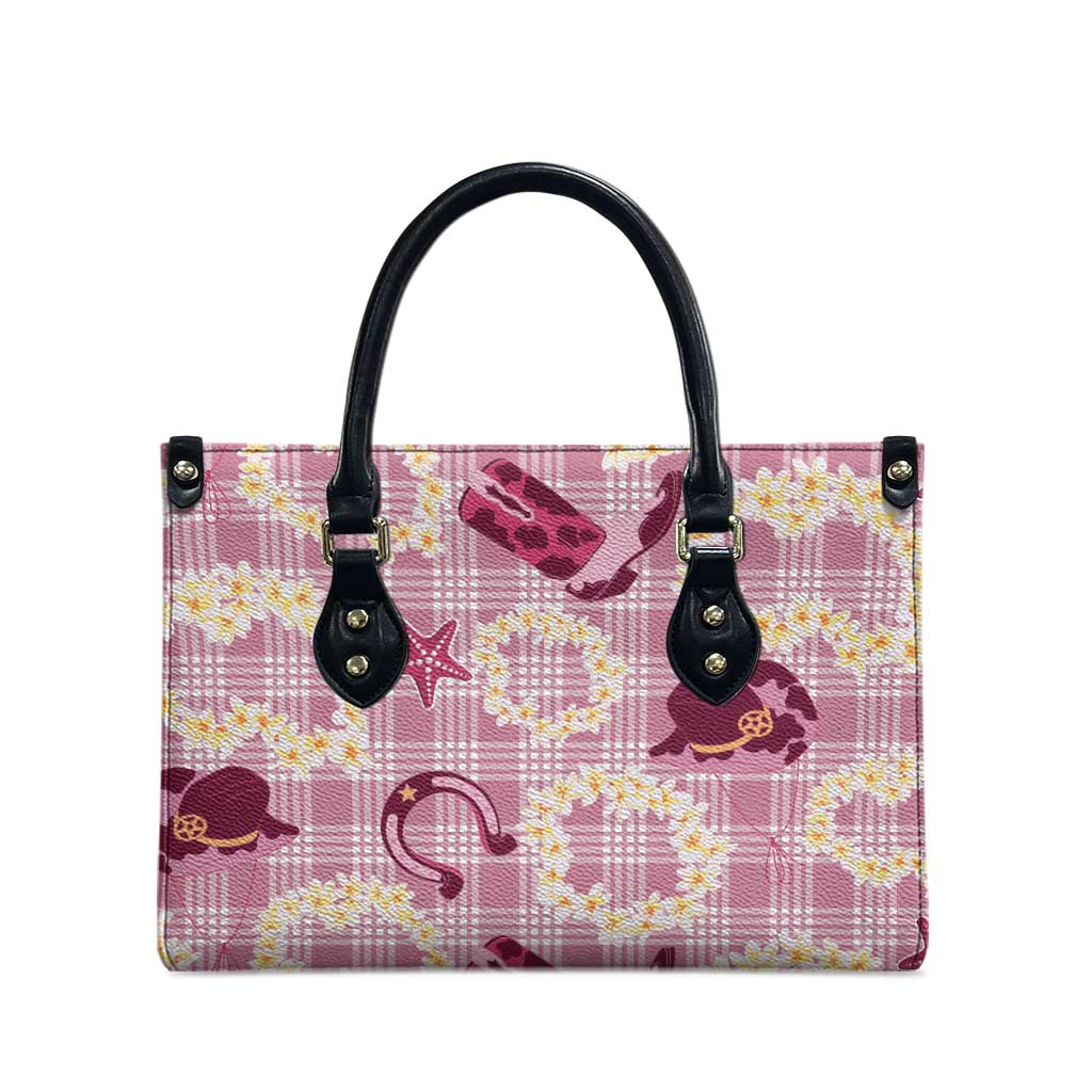 Aloha Hawaii Paniolo Lokelani Rose Palaka Leather Bag Coastal Rodeo - Polynesian Pride