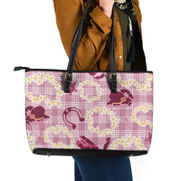 Aloha Hawaii Paniolo Lokelani Rose Palaka Leather Tote Bag Coastal Rodeo - Polynesian Pride