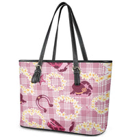 Aloha Hawaii Paniolo Lokelani Rose Palaka Leather Tote Bag Coastal Rodeo - Polynesian Pride