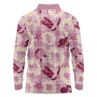 Aloha Hawaii Paniolo Lokelani Rose Palaka Long Sleeve Polo Shirt Coastal Rodeo LT7 - Polynesian Pride