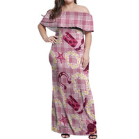 Aloha Hawaii Paniolo Lokelani Rose Palaka Off Shoulder Maxi Dress Coastal Rodeo - Polynesian Pride