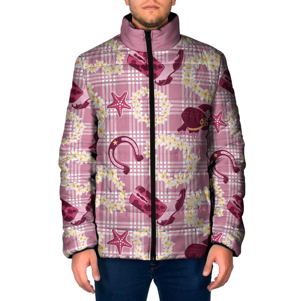 Aloha Hawaii Paniolo Lokelani Rose Palaka Padded Jacket Coastal Rodeo LT7 Men Rose Pink - Polynesian Pride