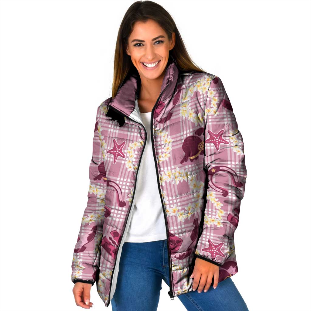 Aloha Hawaii Paniolo Lokelani Rose Palaka Padded Jacket Coastal Rodeo LT7 Women Rose Pink - Polynesian Pride