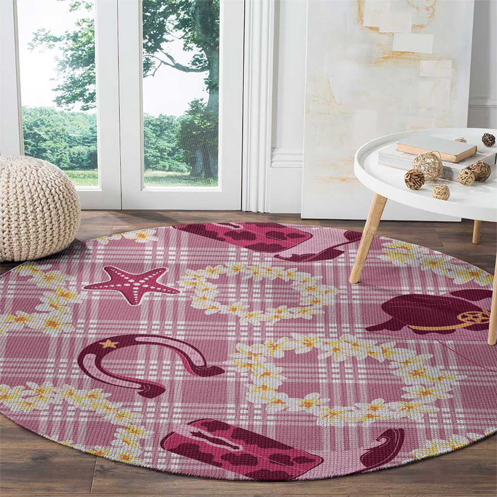 Aloha Hawaii Paniolo Lokelani Rose Palaka Round Carpet Coastal Rodeo - Polynesian Pride