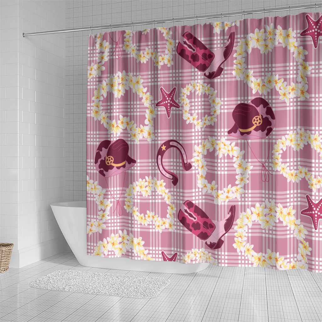 Aloha Hawaii Paniolo Lokelani Rose Palaka Shower Curtain Coastal Rodeo - Polynesian Pride