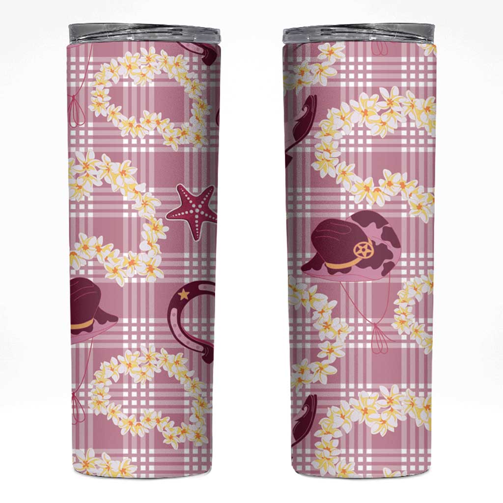 Aloha Hawaii Paniolo Lokelani Rose Palaka Skinny Tumbler Coastal Rodeo - Polynesian Pride