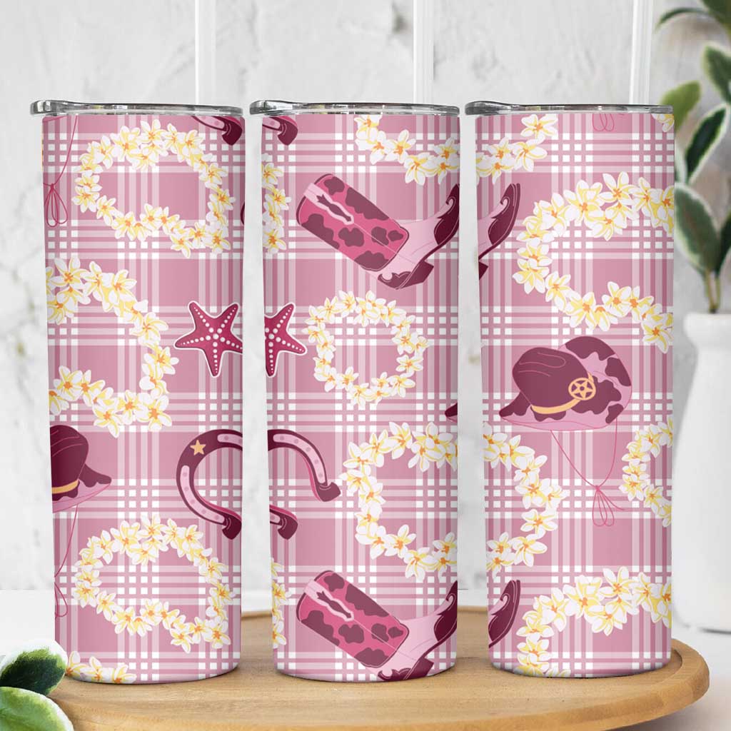 Aloha Hawaii Paniolo Lokelani Rose Palaka Skinny Tumbler Coastal Rodeo - Polynesian Pride