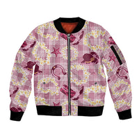 Aloha Hawaii Paniolo Lokelani Rose Palaka Sleeve Zip Bomber Jacket Coastal Rodeo - Polynesian Pride