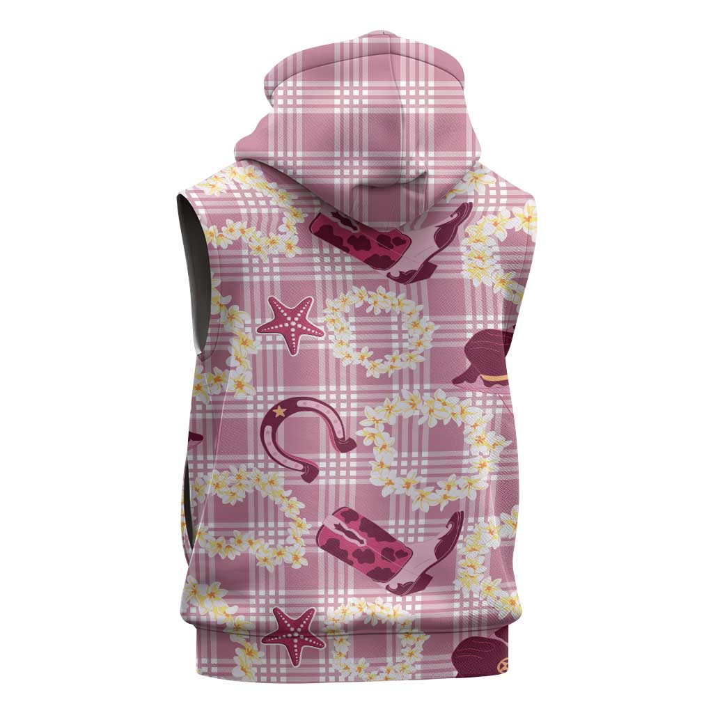 Aloha Hawaii Paniolo Lokelani Rose Palaka Sleeveless Hoodie Coastal Rodeo LT7 - Polynesian Pride