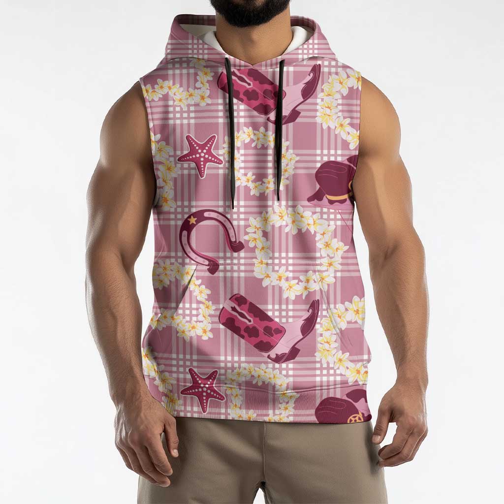 Aloha Hawaii Paniolo Lokelani Rose Palaka Sleeveless Hoodie Coastal Rodeo LT7 - Polynesian Pride