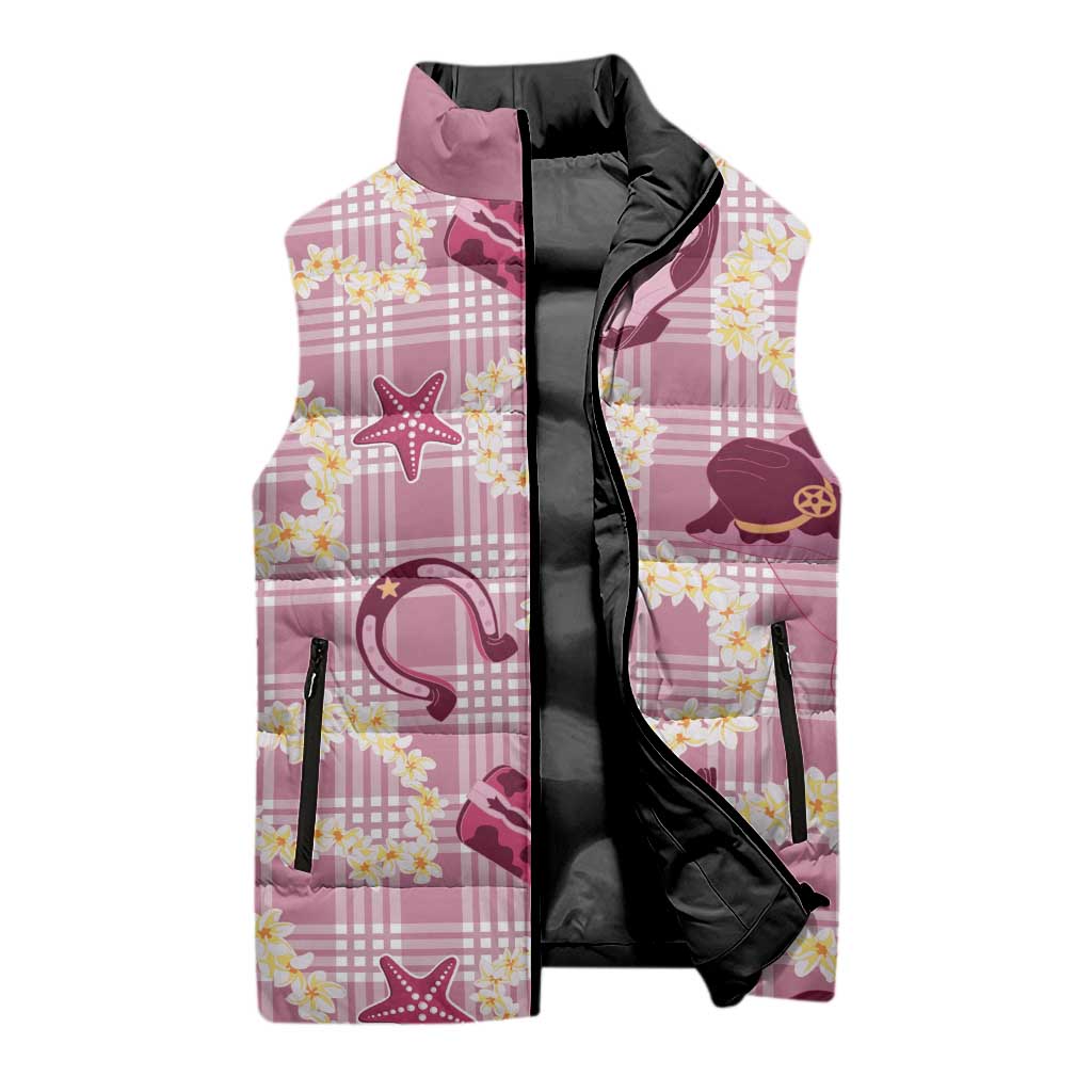 Aloha Hawaii Paniolo Lokelani Rose Palaka Sleeveless Puffer Jacket Coastal Rodeo LT7 - Polynesian Pride