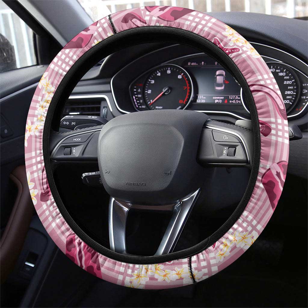Aloha Hawaii Paniolo Lokelani Rose Palaka Steering Wheel Cover Coastal Rodeo - Polynesian Pride