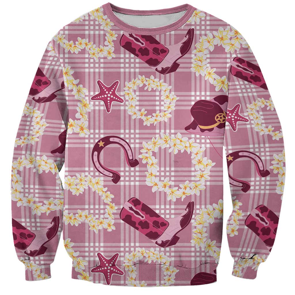 Aloha Hawaii Paniolo Lokelani Rose Palaka Sweatshirt Coastal Rodeo LT7 Unisex Rose Pink - Polynesian Pride