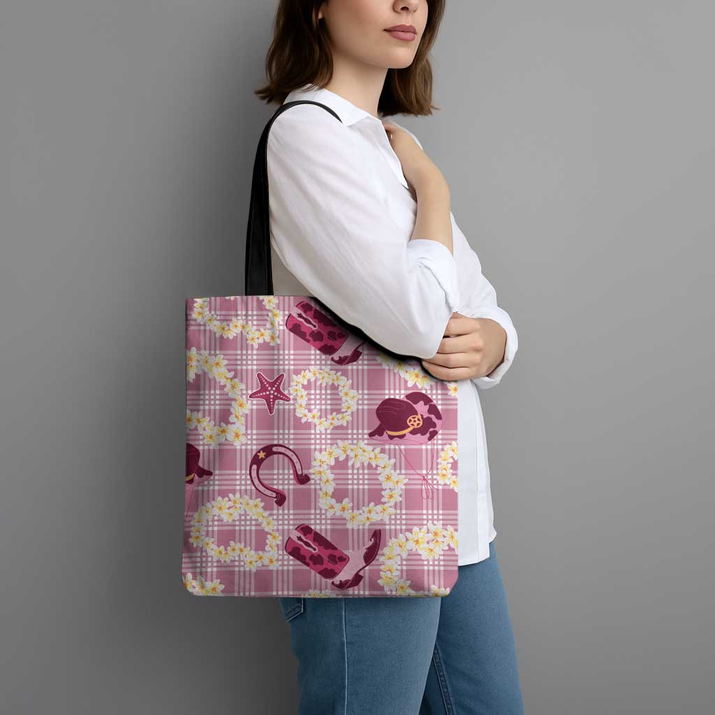 Aloha Hawaii Paniolo Lokelani Rose Palaka Tote Bag Coastal Rodeo - Polynesian Pride
