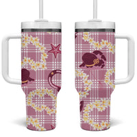 Aloha Hawaii Paniolo Lokelani Rose Palaka Tumbler With Handle Coastal Rodeo - Polynesian Pride