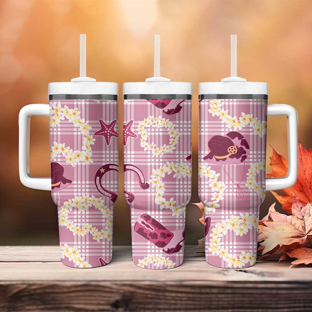 Aloha Hawaii Paniolo Lokelani Rose Palaka Tumbler With Handle Coastal Rodeo - Polynesian Pride