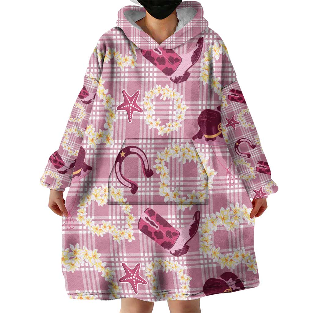 Aloha Hawaii Paniolo Lokelani Rose Palaka Wearable Blanket Hoodie Coastal Rodeo LT7 - Polynesian Pride