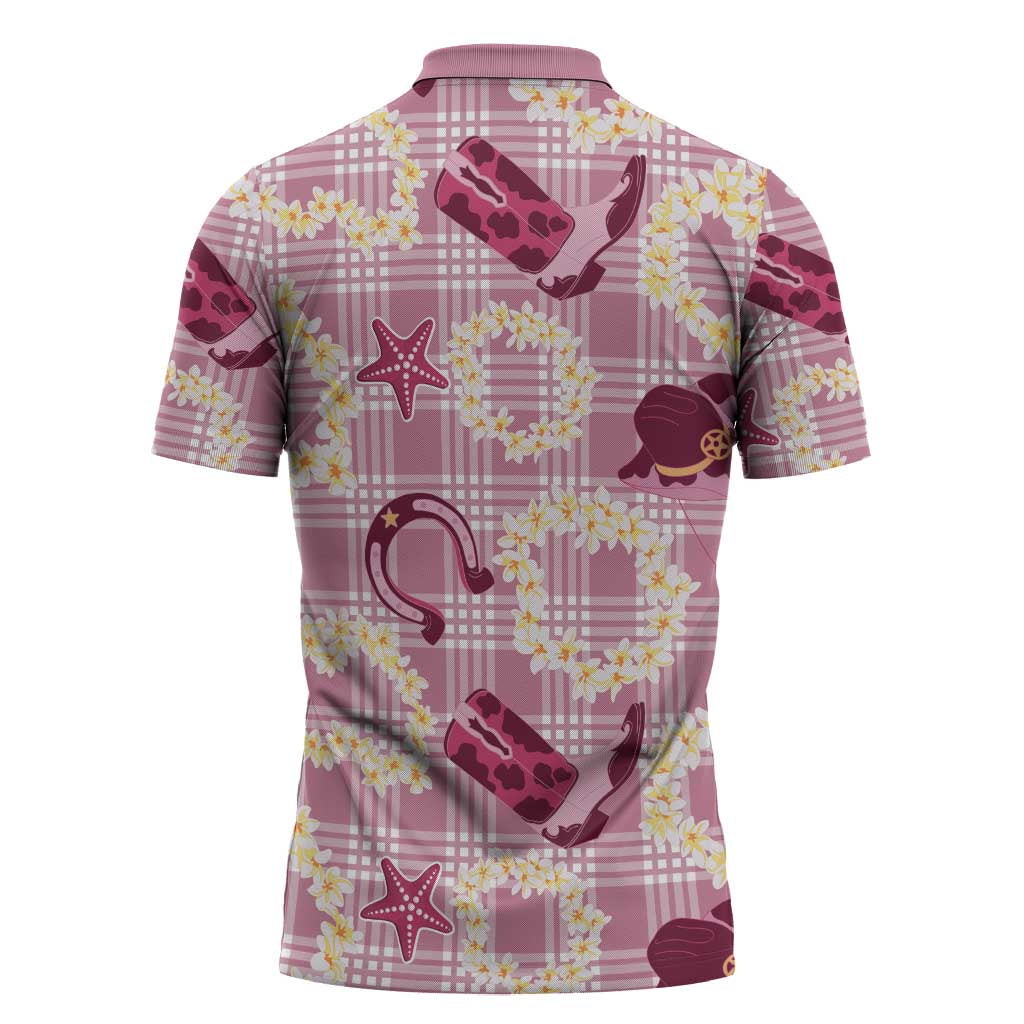 Aloha Hawaii Paniolo Lokelani Rose Palaka Zipper Polo Shirt Coastal Rodeo LT7 - Polynesian Pride
