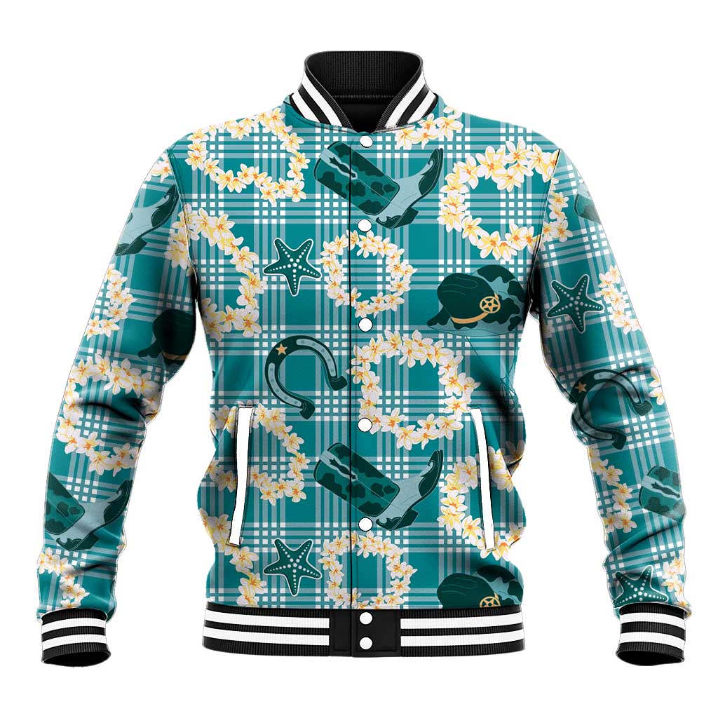 Aloha Hawaii Paniolo Teal Palaka Baseball Jacket Coastal Rodeo LT7 Unisex Teal - Polynesian Pride