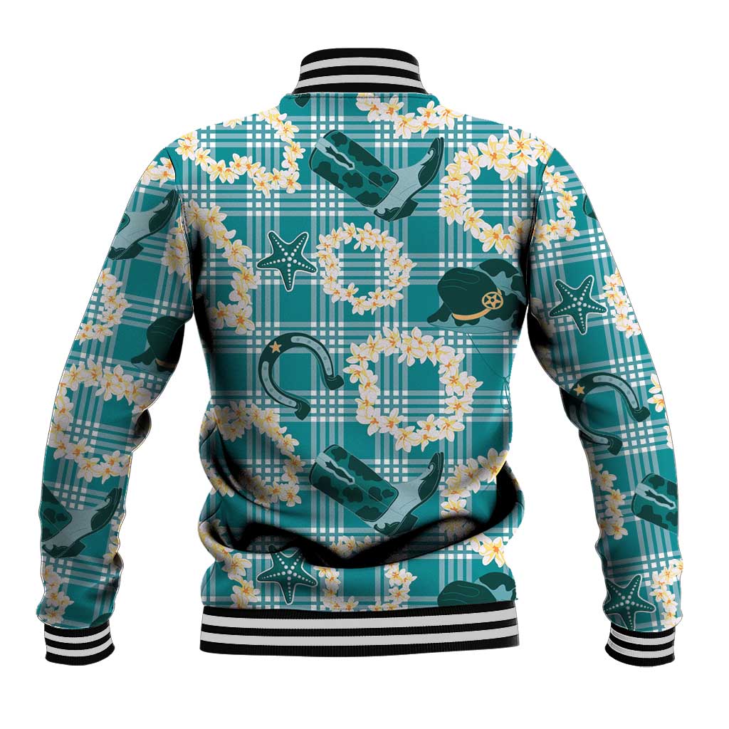 Aloha Hawaii Paniolo Teal Palaka Baseball Jacket Coastal Rodeo LT7 - Polynesian Pride