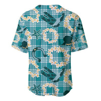 Aloha Hawaii Paniolo Teal Palaka Baseball Jersey Coastal Rodeo - Polynesian Pride